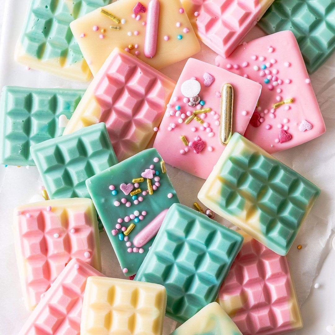 Happy Sprinkles Streusel Silikonform kleine Schokoladentafeln